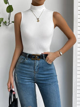 1pc High Neck Rib-knit Tank Top